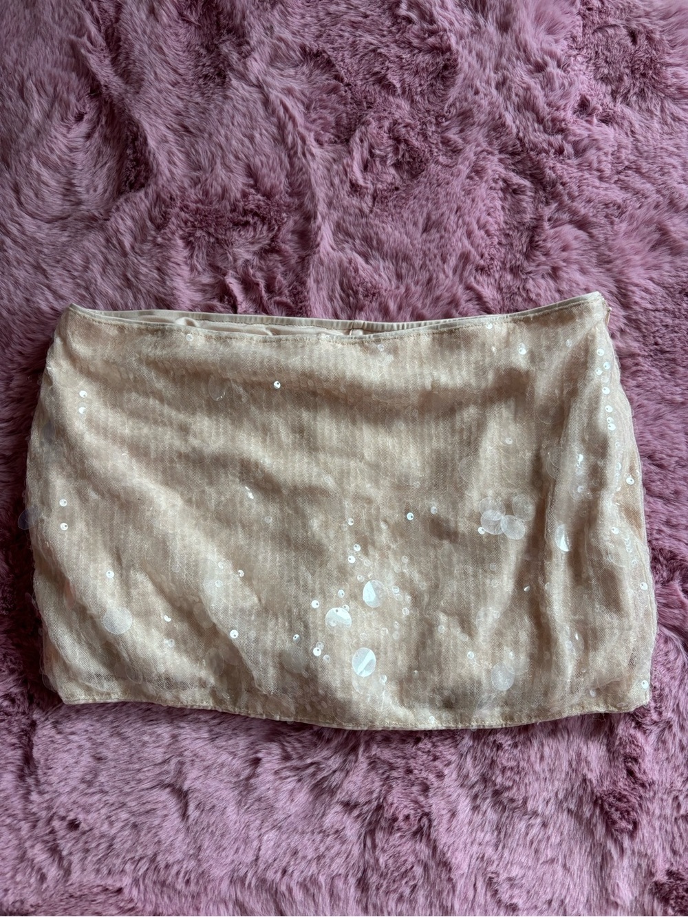 Sequin cream mini skirt